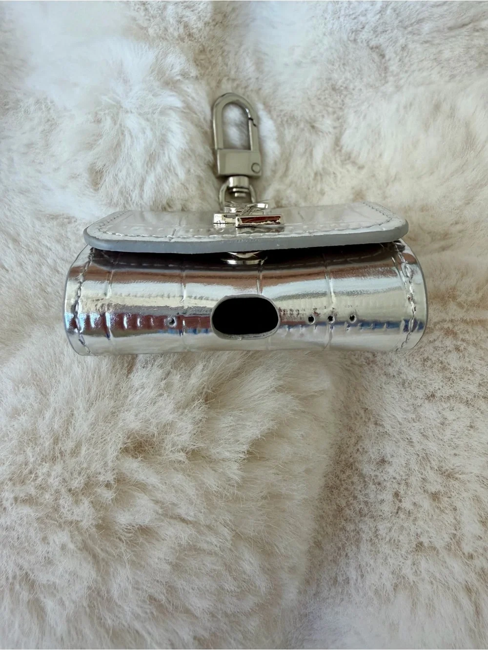 YSL  monogram AirPod case silver